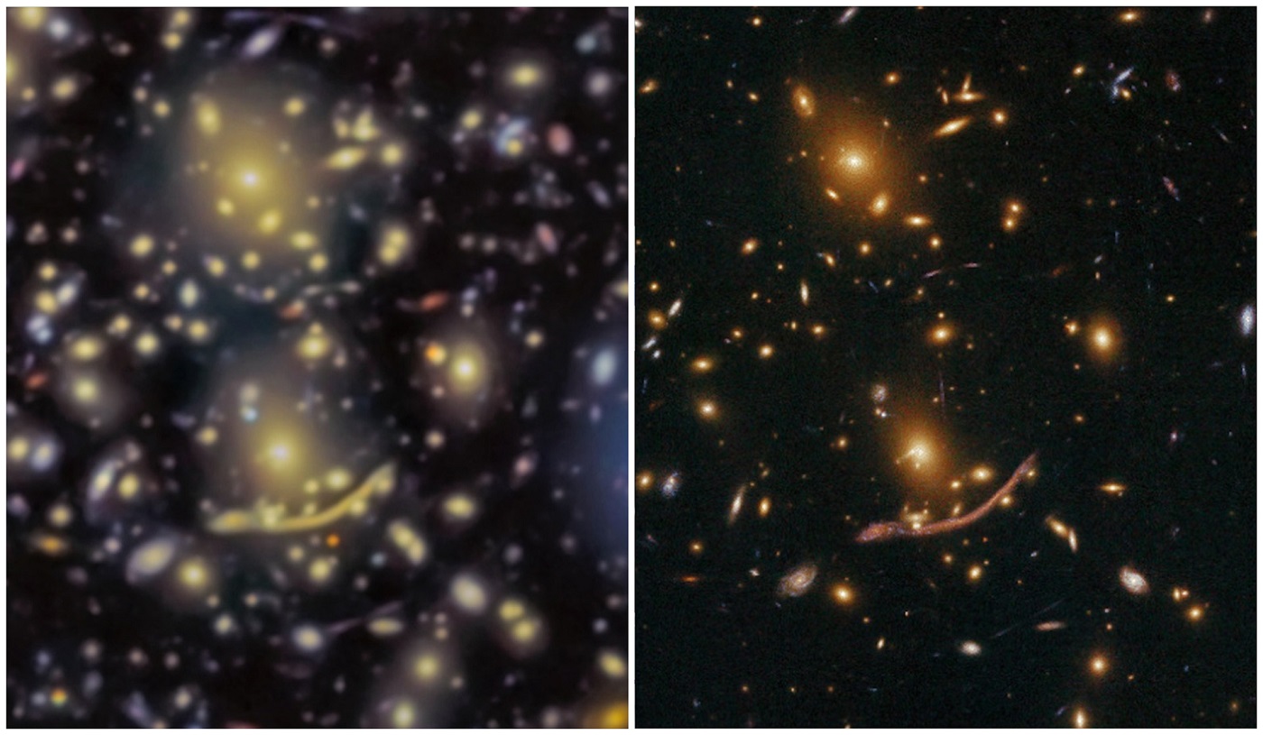 Image 4. Abell 370 cluster view from GTC+OSIRIS and with the Hubble Space Telescope (HST) 
