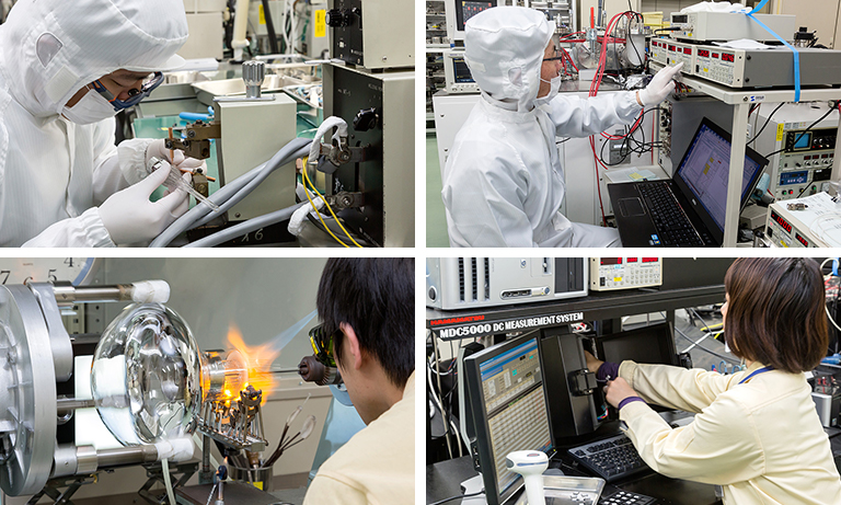 Hamamatsu experts in the PMT manufacturing process